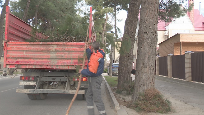 Коммунальные службы Анапы продолжают уборку города после сильного ветра